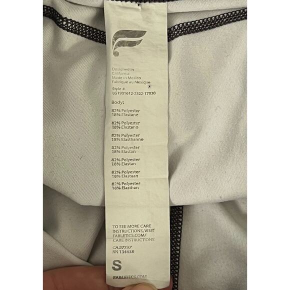 Fabletics Leggings Hydrangea Floral Print Sz S Gray Stripe Purple Green White - Picture 4 of 7